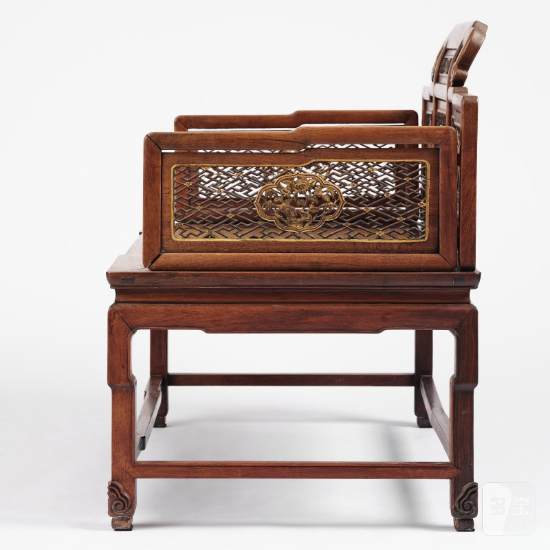 A Chinese hardwood throne chair/day bed, - 图10